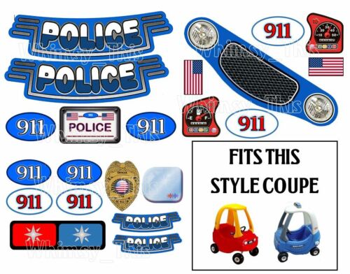 Replacement Decals Stickers fits Little Tikes Cozy Coupe Car POLICE 911 + Xtras