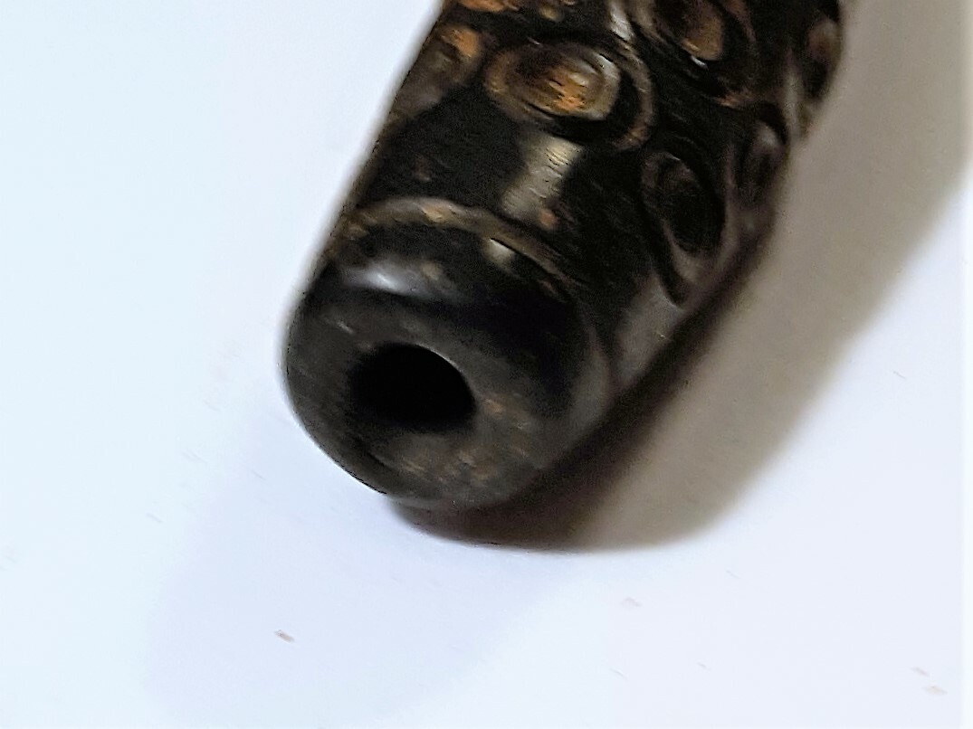 Ancient Meteorite Jade 42 Eyed Dzi Bead 78 x 20 mm