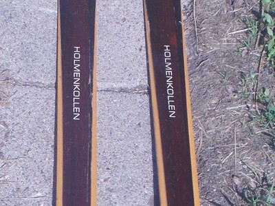 Vintage Holmenkollen Wood Skis Turlangrenn Cabin Decor Made in Norway 78