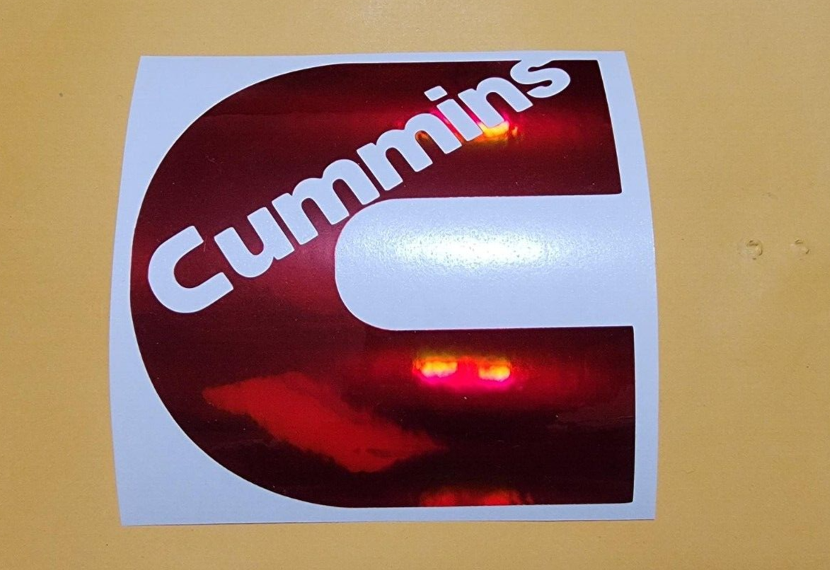 Cummins Fluorescent Chrome Red Oil Slick Decal Sticker 4"x4"