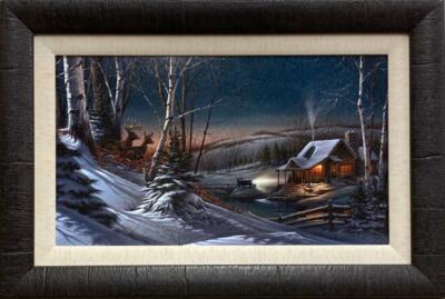 Terry Redlin Evening with Friends Deer Cabin Art Print-Framed