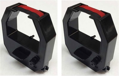 (2 Pack) Ribbon Cartridge for Allied Time AT-2700 2 Pack, Black/Red Ink 