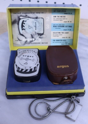 Nice Clean Vintage Working ARGUS Model L3 Light Meter W/ Leather Case & Box - US