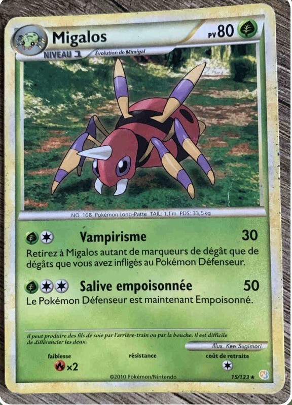 Carte PokÃ©Mon Migalos 15/123 Heartgold Soulsilver Fr