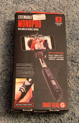 Smart Gear 40'' Bluetooth Telescoping Extendable Monopod Selfie Stick, Black
