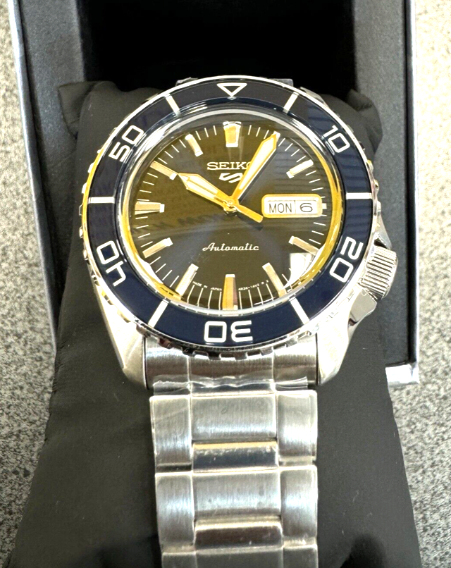 Pre-owned Seiko 5 Five Srpk97 Automatic Watch Made In Japan Blue Dial Sport Dive Watch