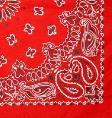 New 22" Red Paisley Bandana Handkerchief Scarf 100% Cotton Made In USA