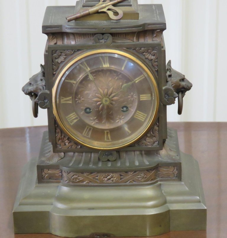 Antique French Carrier Bronze Clock