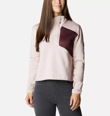 

Columbia Lodge Hybrid Pullover Crewneck Womens Peach Quartz Sweatshirt Crew Top, Розовый