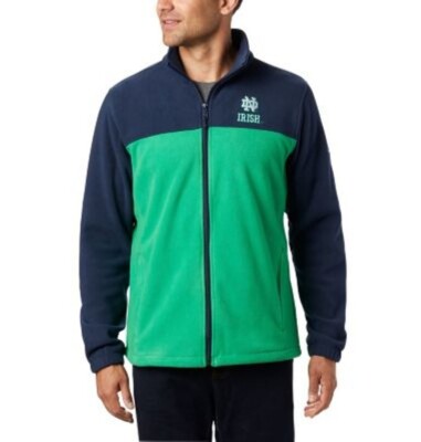 Columbia Notre Dame Fighting Irish Men Flanker Fleece Full Zip Jack Navy Green S