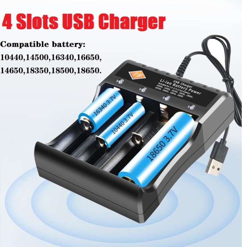 Li-ion Smart Charger 3.7V  4 Slot for 10440,14500,16340,16650,14650,18350,1865O