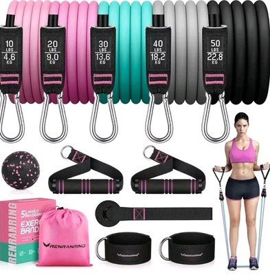 Renranring 5 Levels Resistance, Exercise Bands - Pink 