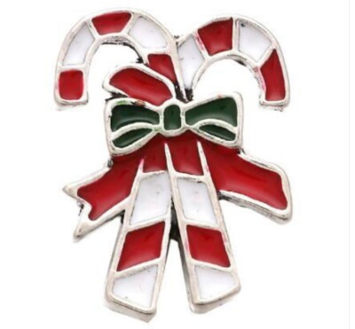 SNAP IN BUTTON CHARM FITS GINGER SNAPS STYLE JEWELRY CHRISTMAS CANDY CANES #52