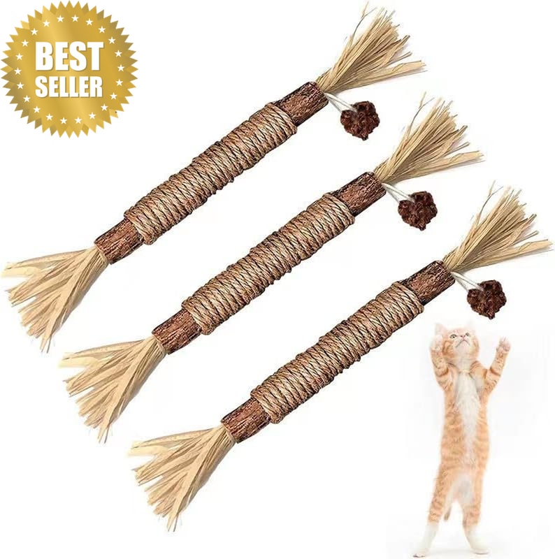3 Pcs/Set Natural Silvervine Sticks Cat Toys, Catnip Cat Chew Toys for Kittens T
