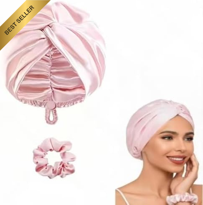 1Pc Adjustable Silks Satins Bonnet with a Hairs Scrunchie, Adjustable Satin Silk