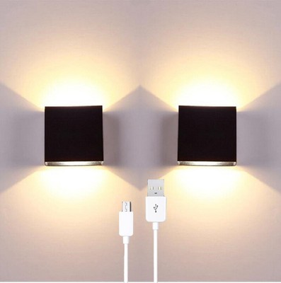Lightess 2Pcs Wall Lights Dimmable Rechargeable Wall Light Touch Up Down Wall