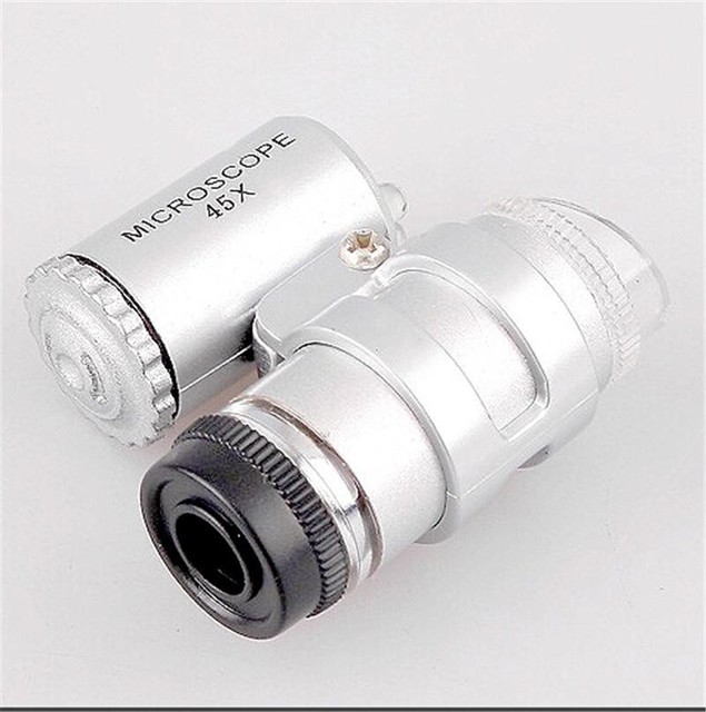 10x LED UV Light Pocket Microscope Jeweler Coin Stamp Magnifier ...