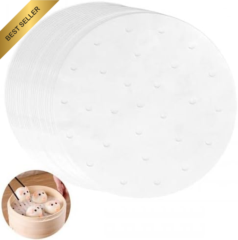 100 Sheet round Parchment Paper, 8 Inch Air Fryer Paper, Biodegradable Bamboo St