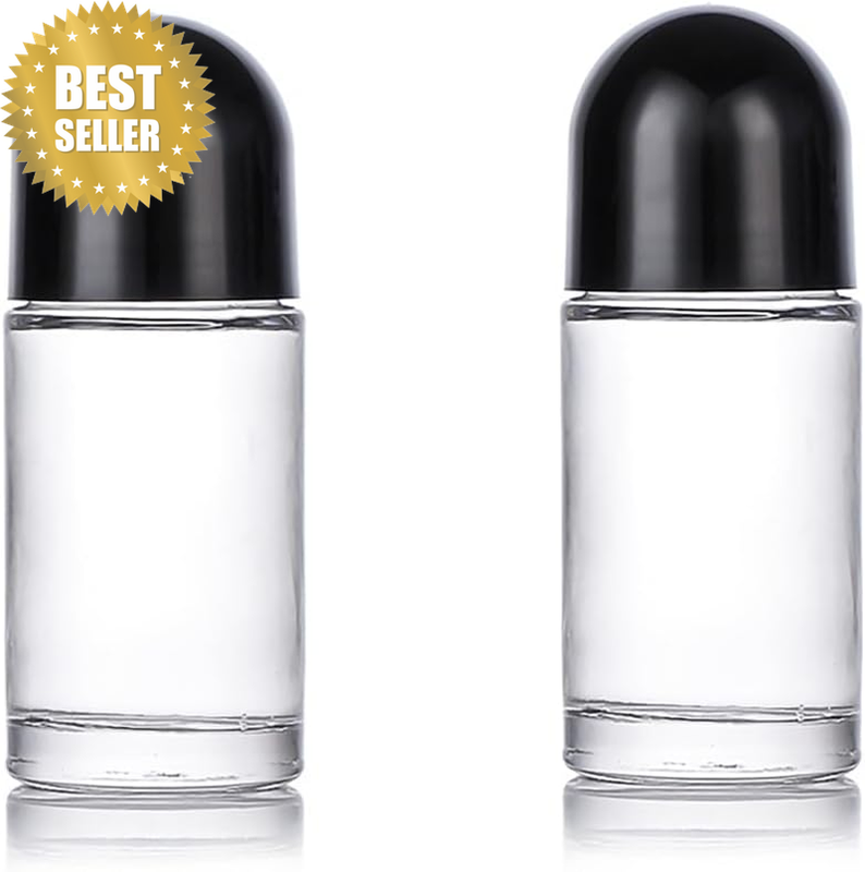 2Pcs 50Ml Clear Glass Roller Bottles for Oils Perfume Bottles Empty Refillable R