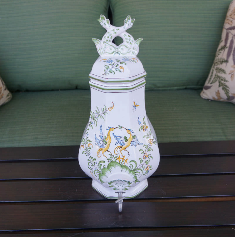French Ceramic Lavabo on Wall Hanging Shaped Board