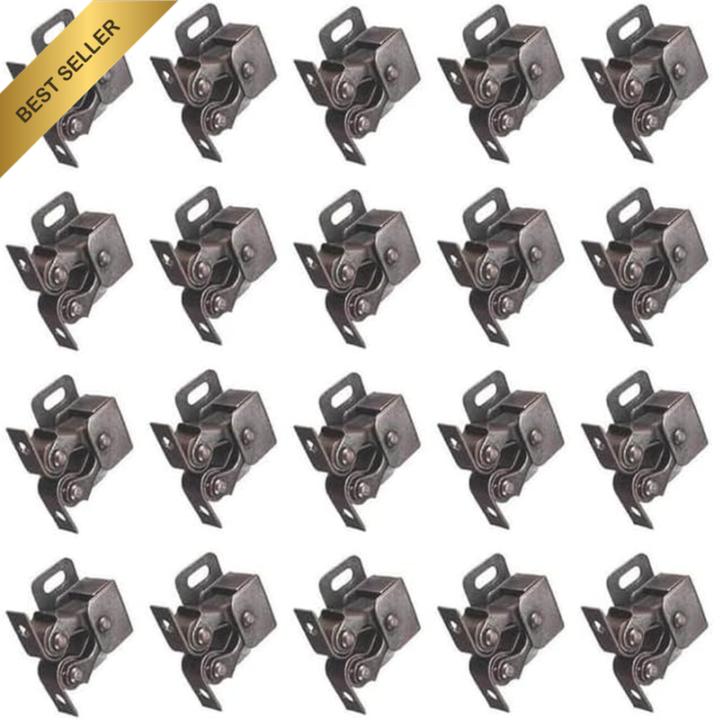Double Roller Catch Cabinet Latch,20Pcs Antique Bronze Finish, with Screws, for