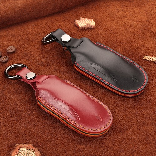 Genuine Leather Car Smart Remote Key Fob Cover Case Holder For Tesla