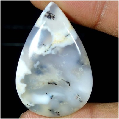 49.10Cts 100% Natural Amazing Dendrite Opal Pear Cab Loose Gemstones 39x27x06mm