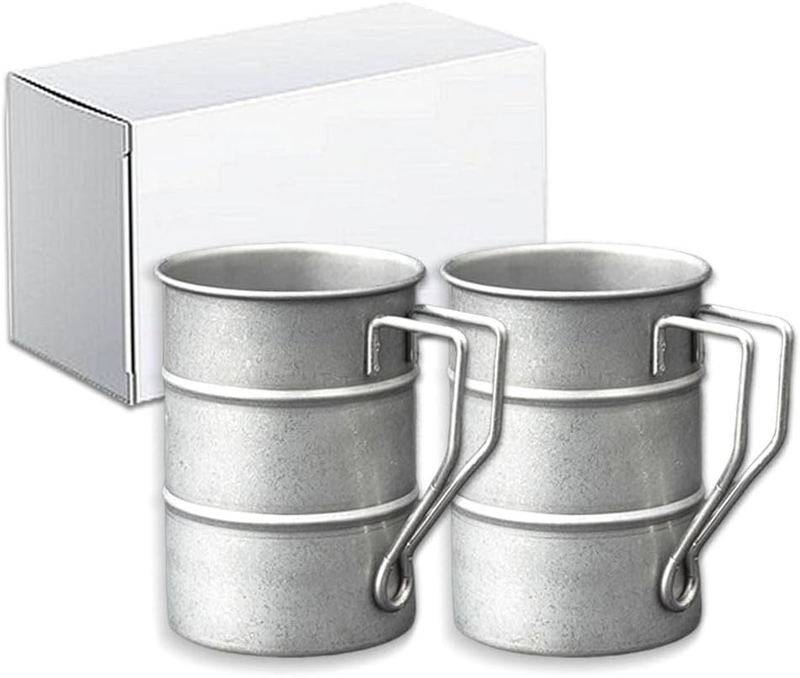 Camping Coffee Mug Set of 2 Stainless Steel Vintage Outdoor Hiking Backpacking