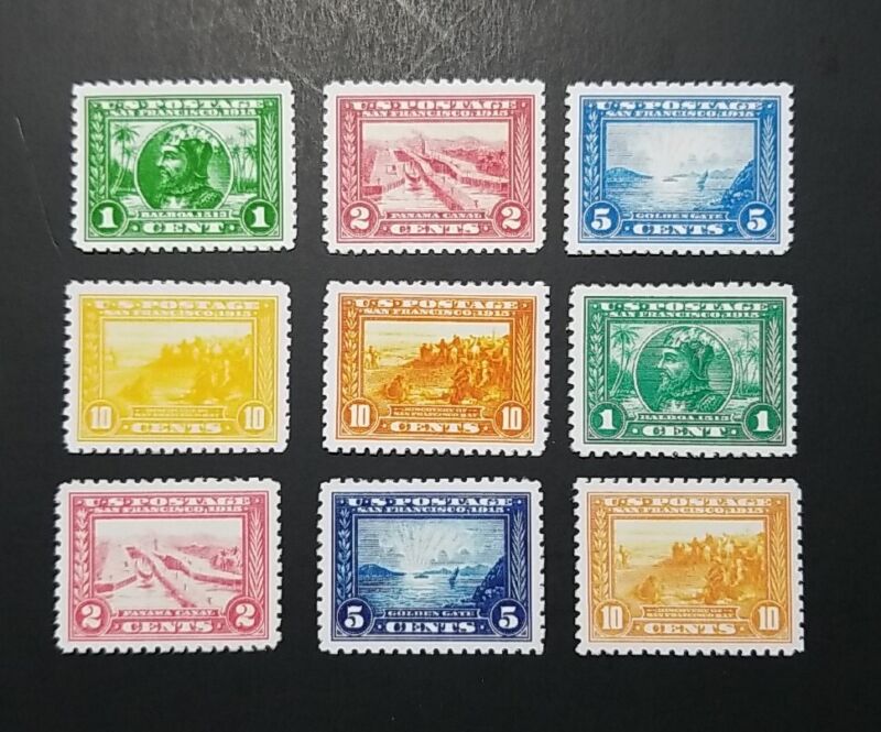 Us Stamps Sc #397-404 1913-1915 Panama-Pacific Exposition Issue Replica Set Of 9