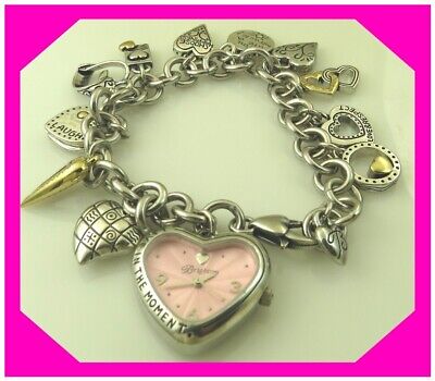 BRIGHTON POWER OF PINK Heart Breast Cancer WATCH Bracelet PRELOVED Need Battery