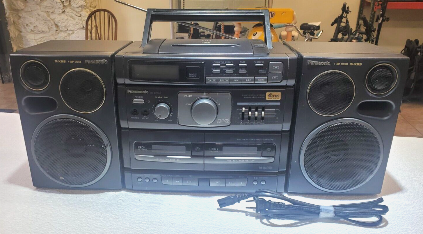 1995 Panasonic RX-DT690 Boom Box AM/FM Stereo Dual Cassette 1995 Panasonic RX-DT690 Boom Box AM/FM Stereo Dual Cassette