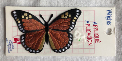 New Wrights Iron-On Embroidered Applique Patch 3-1/4'' wide Butterfly