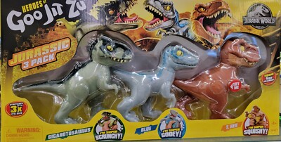 JURASSIC WORLD Heroes of Goo Jit Zu 3-pack Giganotosaurus Blue And T Rex