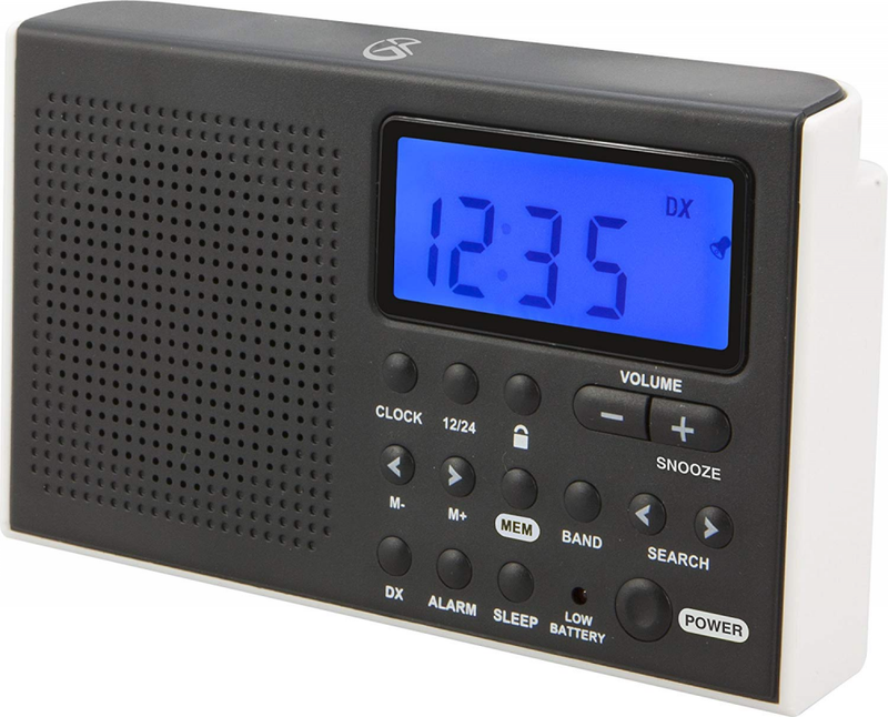 GPX Portable AM FM Shortwave Radio Digital Alarm Clock Speaker Battery Operated
