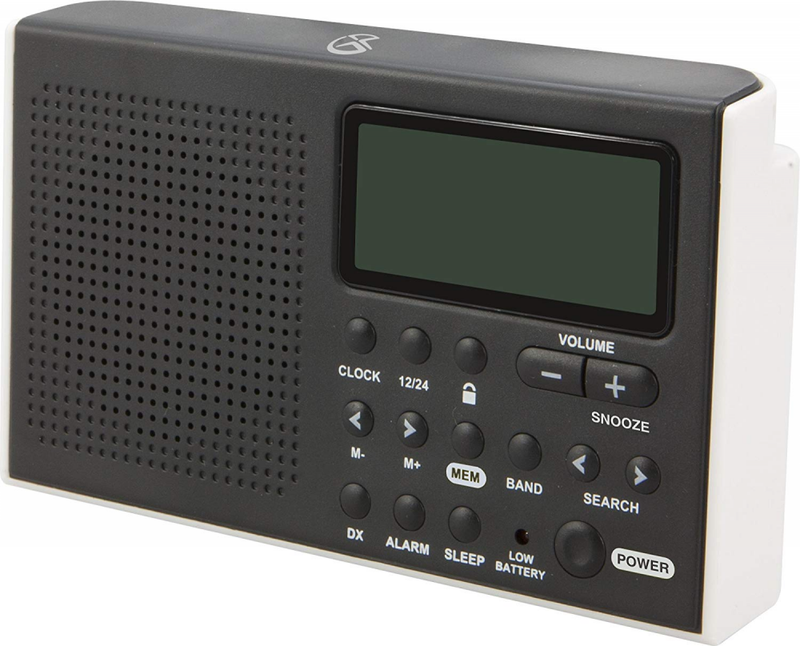 GPX Portable AM FM Shortwave Radio Digital Alarm Clock Speaker Battery Operated