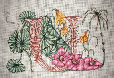 Monogram Floral Letter ''U'' Hand Painted Needlepoint Canvas Dennis Kyte MZC