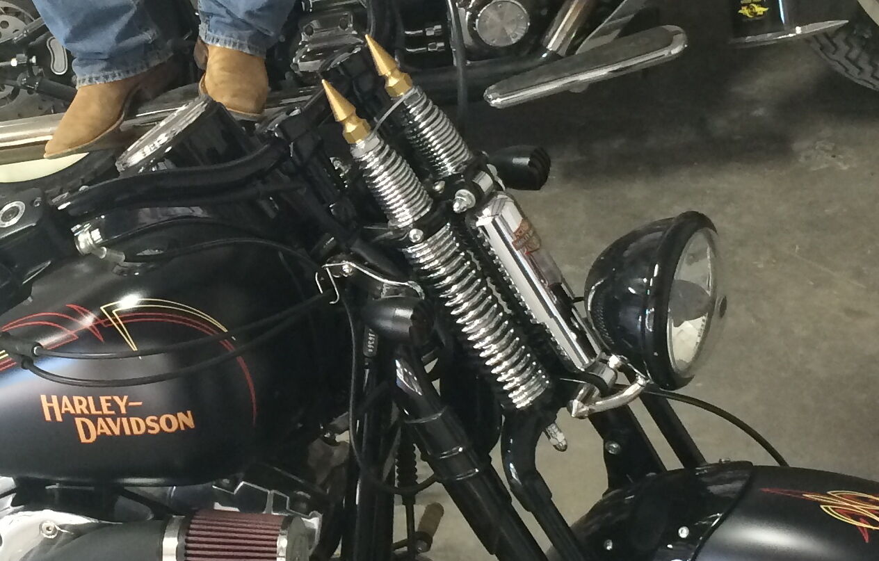 HARLEY CROSSBONES BRASS SPRINGER SPIKES hd xbones cross HARLEY CROSSBONES BRASS SPRINGER SPIKES hd xbones cross