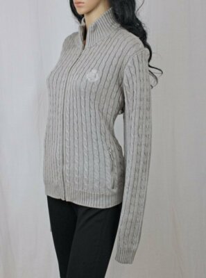 Lauren by Ralph Lauren Grey Full Zip Sweater~Silver LRL