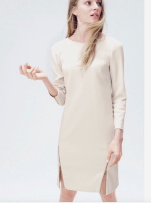 J. Crew Shift Dress Double Zip Women's Sz 4 Cream