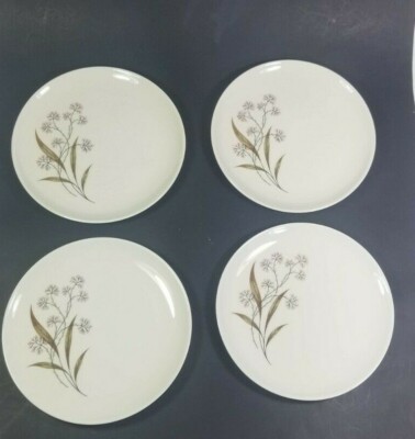 4 Syracuse Windswept Carefree Plates Bread Butter Pink Flower Vintage 6 1/4'' Set