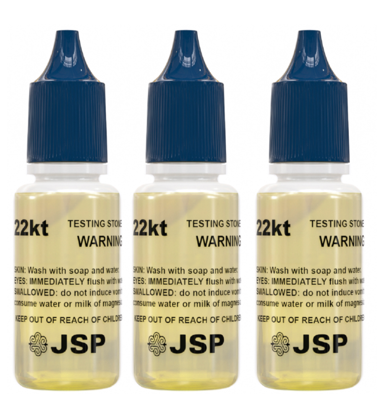 Set of 3 Gold Jewelry Testing 22K 24K Test Acid Solutions Bottles Kit Oro JSP