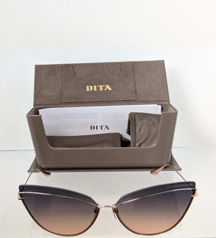 Pre-owned Dita Authentic  Sunglasses Interweaver Dts 527-63-03 Rose Gold Frame In Grey & Pink