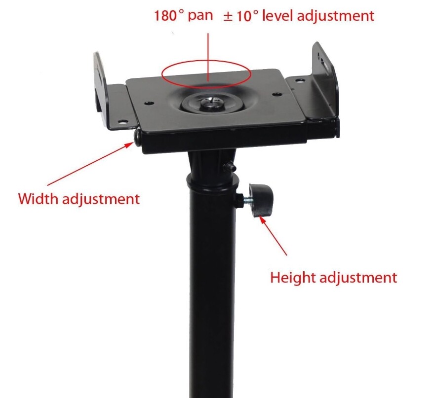 Speaker Stand Mount Adjustable Height Satellite Extends 26.5" to 47" 2 PACK
