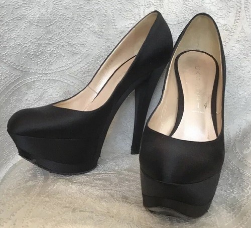 casadei Platform Pump Shoe Black Satin Size 7.5 | eBay