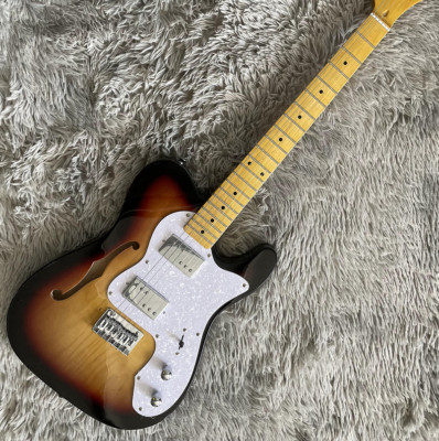 Custom TL TN72 Electric Guitar Semi Hollow Body Thinline Sunburst Free Shipping