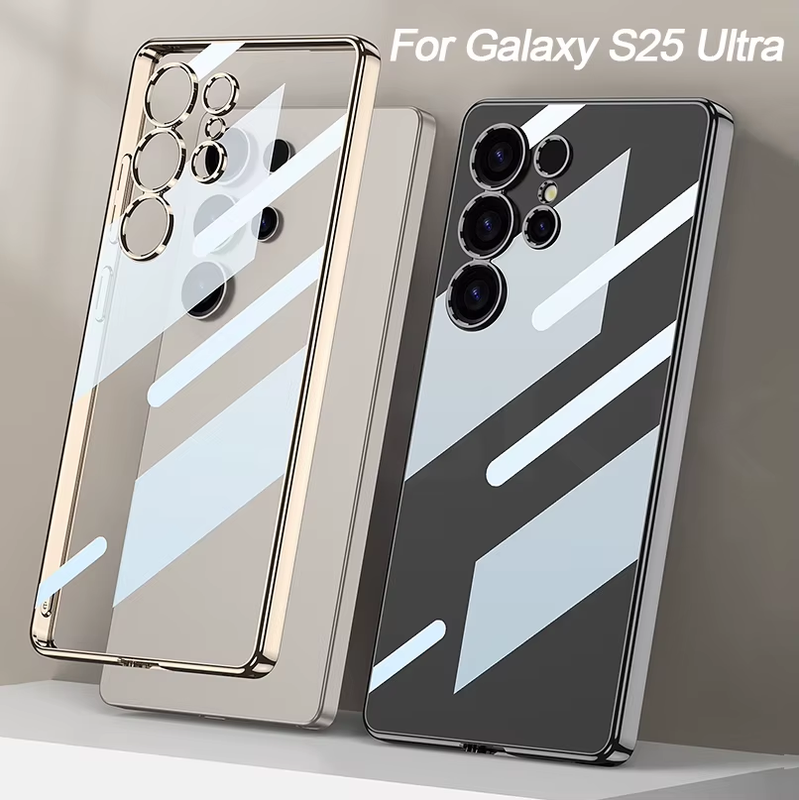 Luxury Plating Clear Silicone Case for Samsung Galaxy S25 Ultra Shockproof Soft