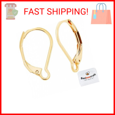 50Pcs 24K Gold Plated Leverback Earring Findings for Jewelry Making