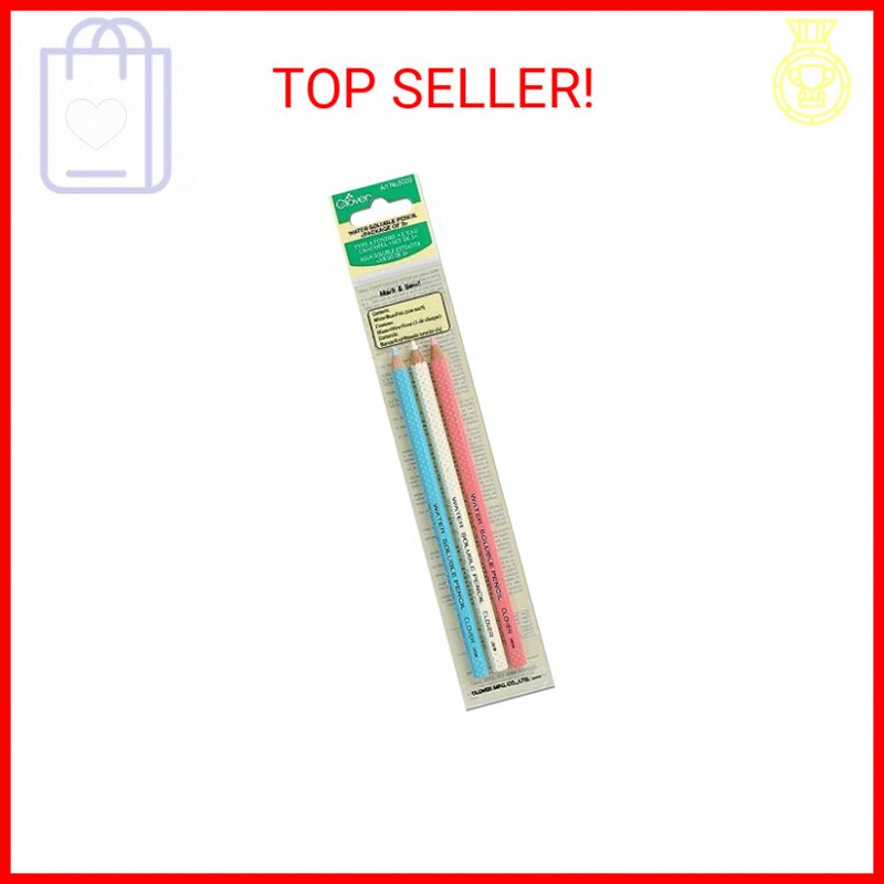 Clover Water Soluble Pencil-White, Pink & Blue