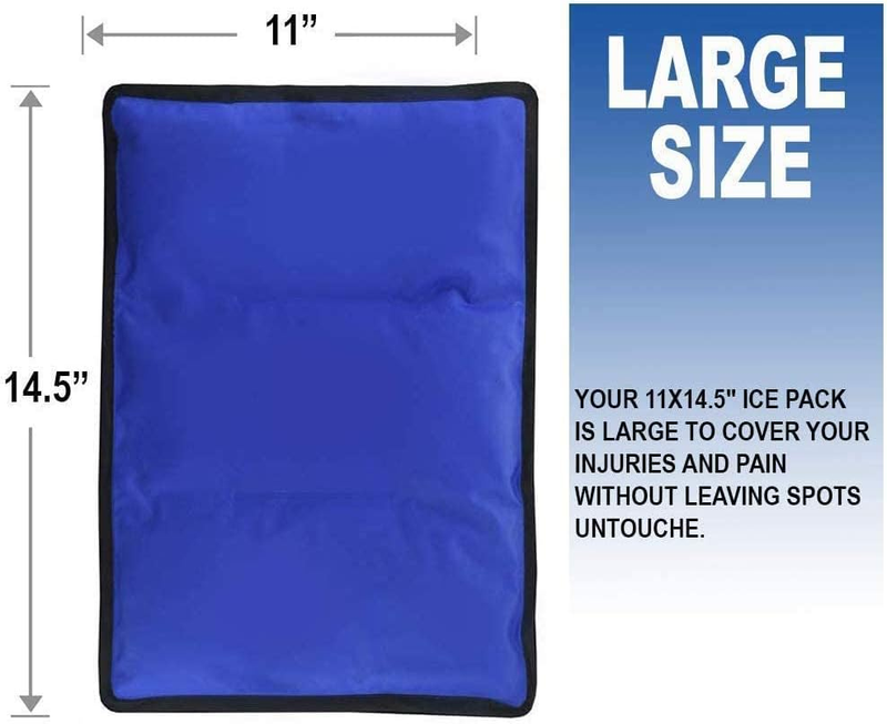 Gel Soft Flexible Ice Pack for Injuries Reusable - (Large: 11"x14.5") for Hip, S