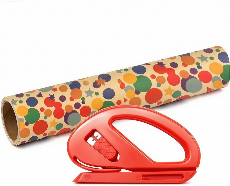Birthday Wrapping Paper with Cutter, Gift Wrapping Paper Roll - 0.43M X 10M per